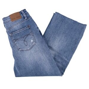 Judy Blue Catch Up Raw Hem Wide Leg Crop Jeans 7/28 (28x24) Blue Stretch‎ Denim